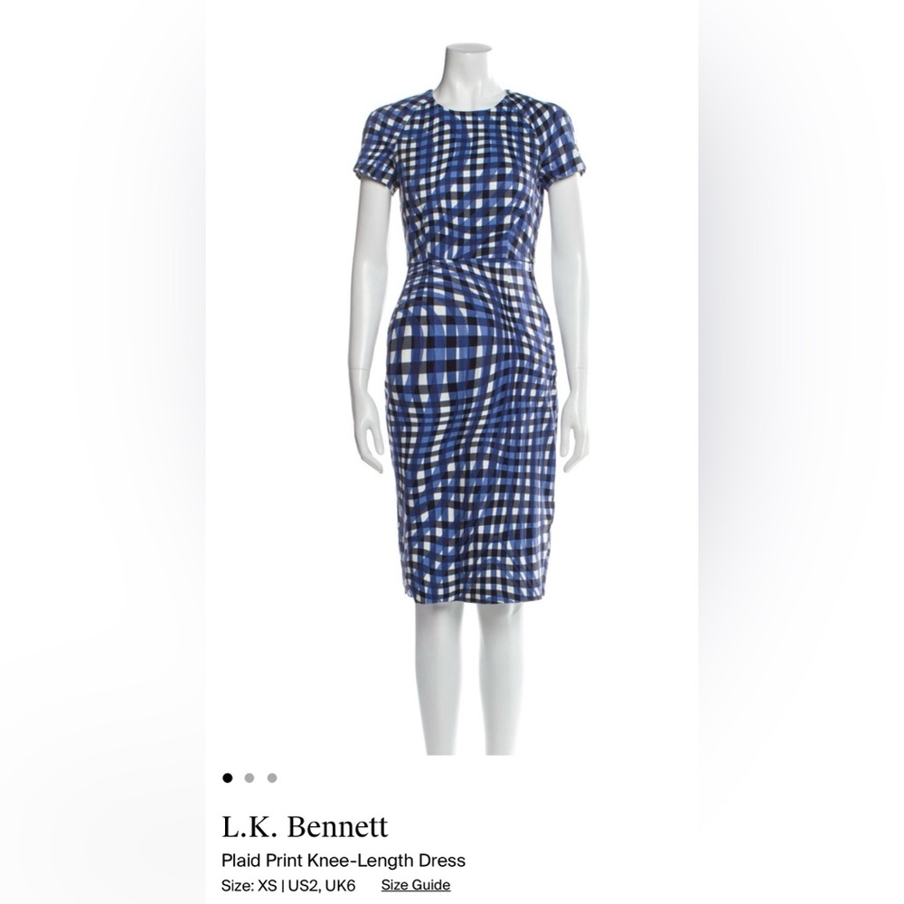 LK Bennett Blue and White Strapless Sheath Dress- Sz 2